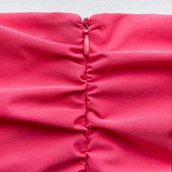 New ZARA Textured Flower Draped Dress - Picture 8 of 8